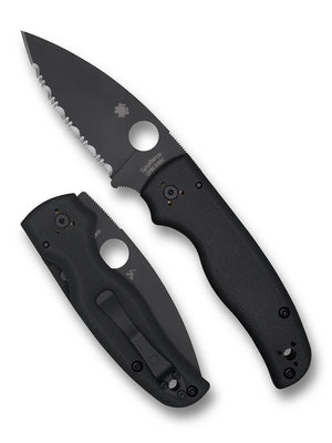 C229GSBK - Spyderco Shaman Black G-10 Black Spyderegde Blade