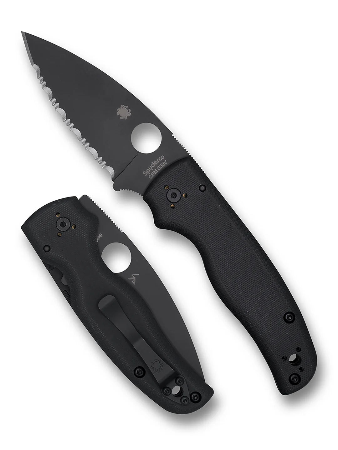 C229GSBK - Spyderco Shaman Black G-10 Black Spyderegde Blade