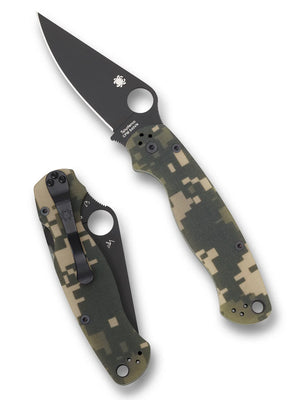 C81GPCMOBK2 - SPYDERCO PARA 2 CAMO G-10 BLACK BLADE PLAINEDGE