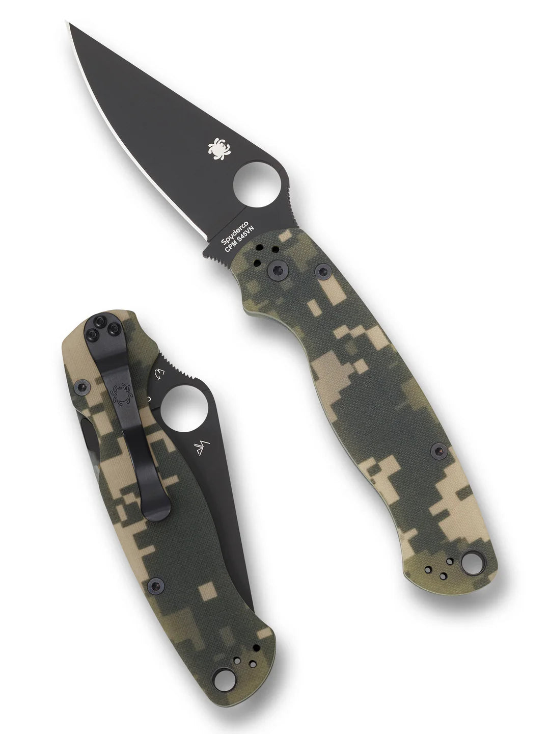 C81GPCMOBK2 - SPYDERCO PARA 2 CAMO G-10 BLACK BLADE PLAINEDGE