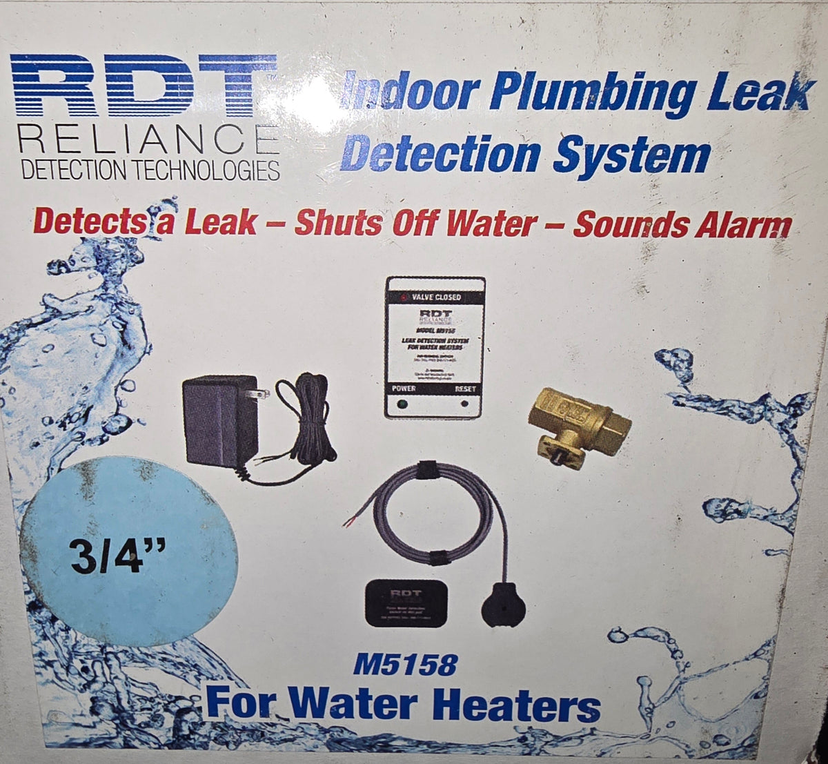 Water Heater Leak Alarm with 3/4&quot; Automatic Shut-Off Valve &amp; Magnetic Puck